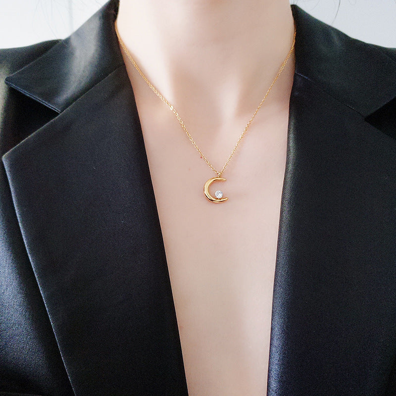 Femi Moon Solitaire Necklace