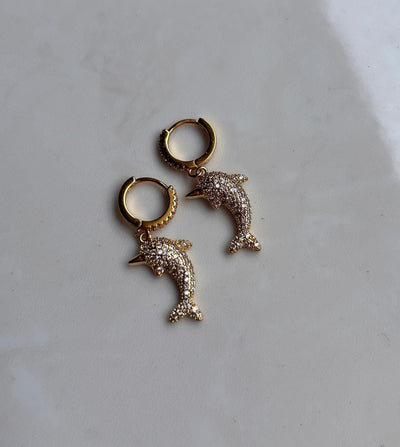 Lil Fishy Zircon Hoop Earrings
